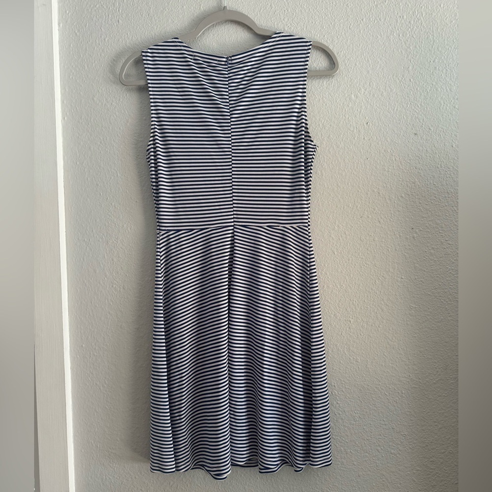 Blue and White Sleeveless A-Line Mini Dress with Lace. Size small - Picture 5 of 12
